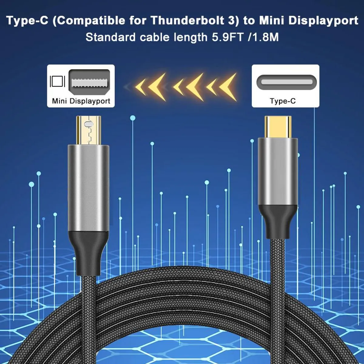 GENERICO - Cable Adaptador USB-C a Mini DP DisplayPort de 1.80 Metros NETCOM