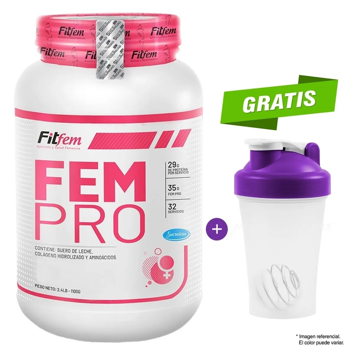 FITFEM - PROTEÍNA FEMPRO 1100 GRAMOS FITFEM CHOCOLATE MÁS SHAKER
