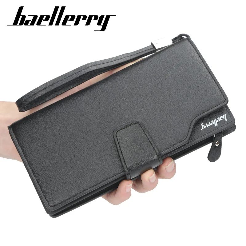 GENERICO - Baellerry Billetera Grande Negro Hombre Unisex CueroPU Cartera Genieka_.