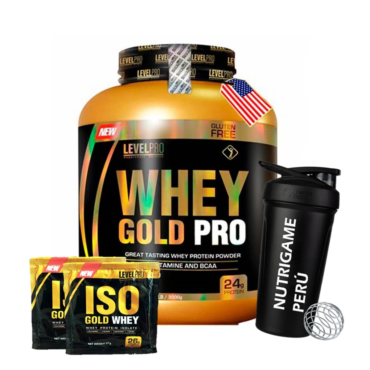 LEVEL PRO - Proteína Whey Gold Pro 6.6 Lb / 3Kg Vainilla