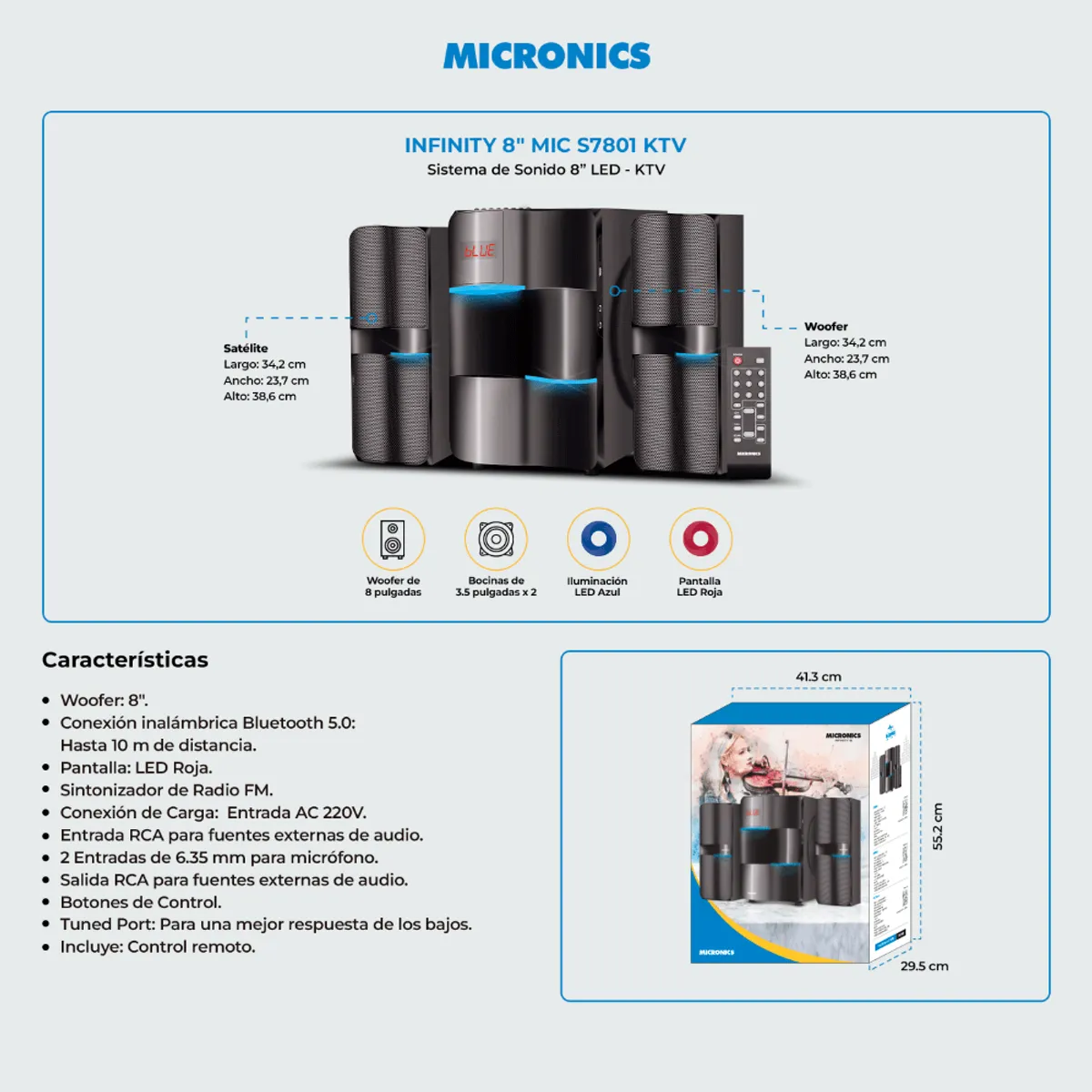 MICRONICS - Parlante 2.1 Micronics MIC S7801 Infinity 8'