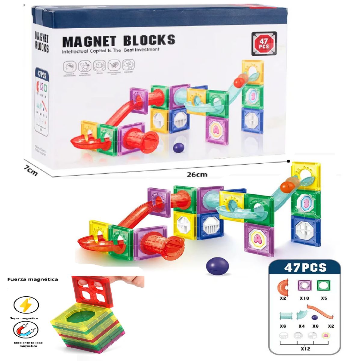 GENERICO - Bloques magneticos de construccion para niños de 47 piezas