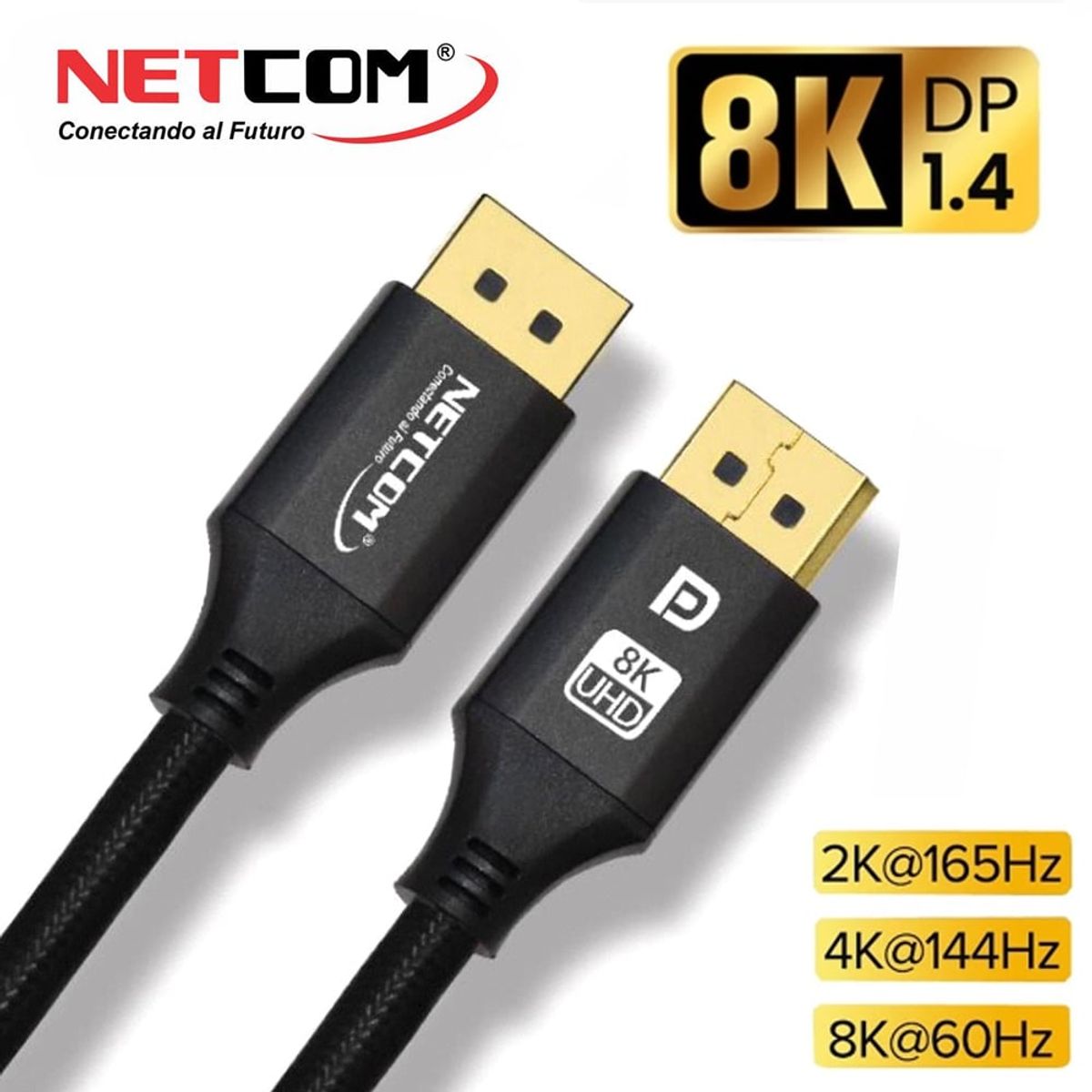 NETCOM - Cable Displayport a Displayport 3M 8k NETCOM 1.4 60hz ultra HD