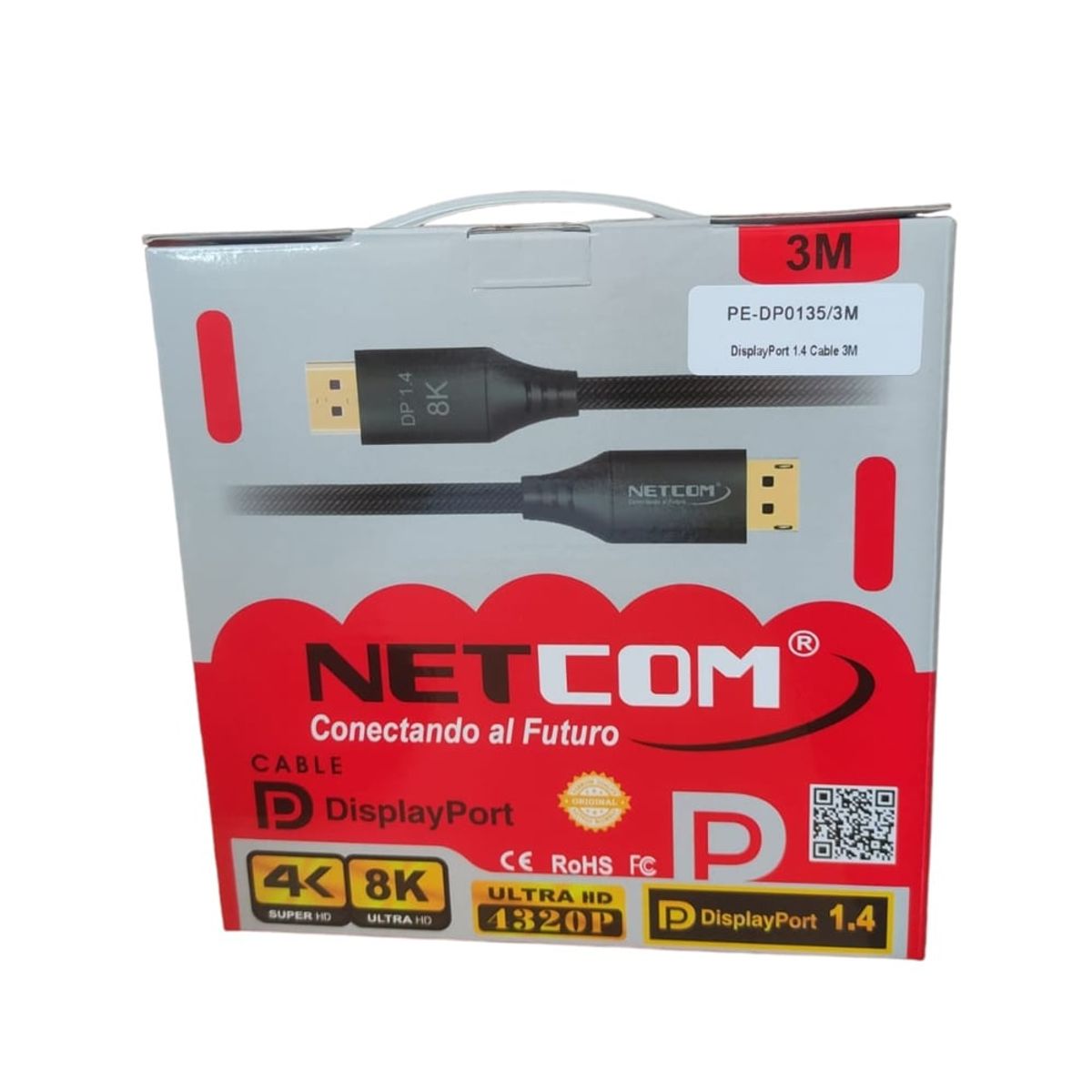 NETCOM - Cable Displayport a Displayport 3M 8k NETCOM 1.4 60hz ultra HD