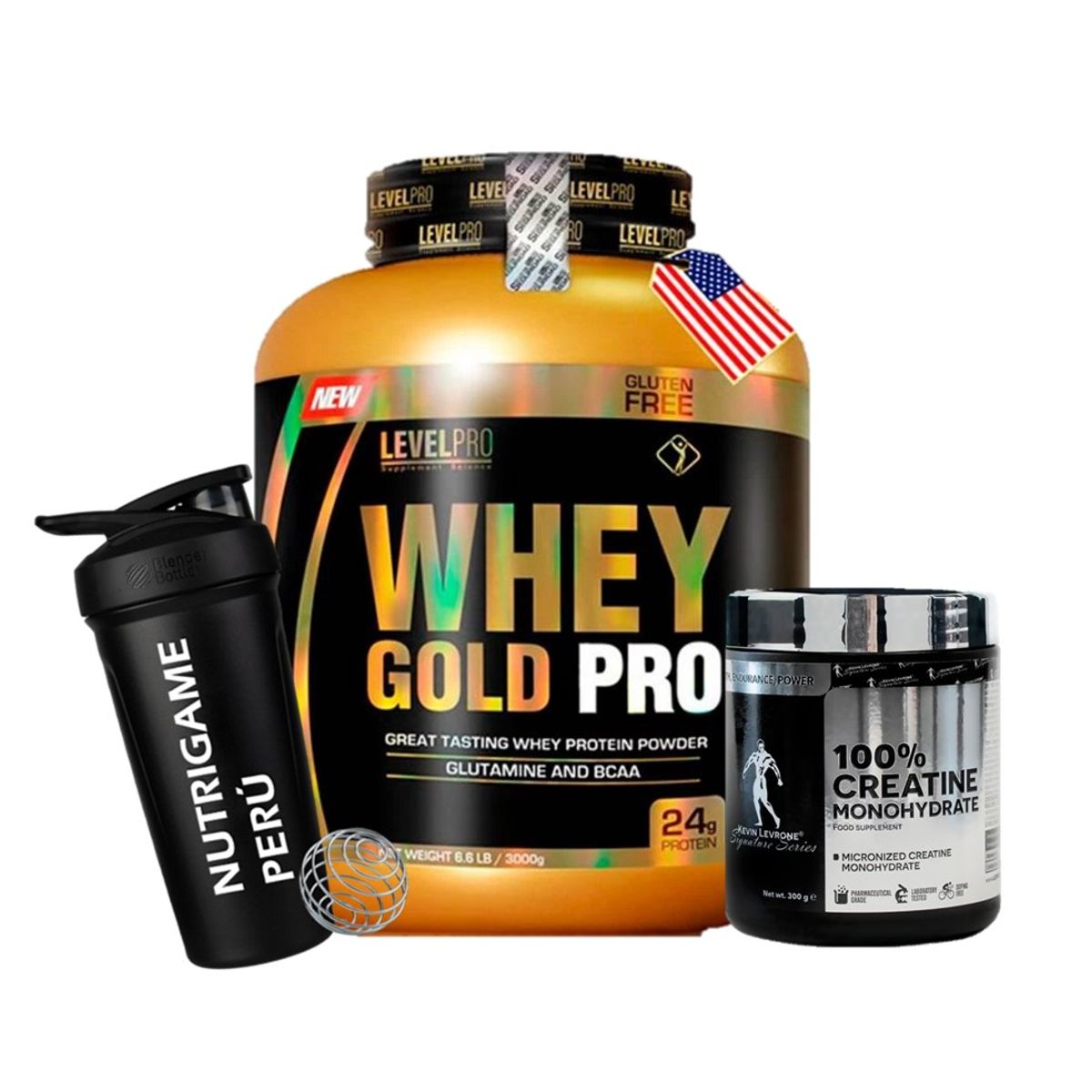LEVEL PRO - Pack Proteína Whey Gold Pro 3Kg Vainilla + Creatina Levrone 300Gr