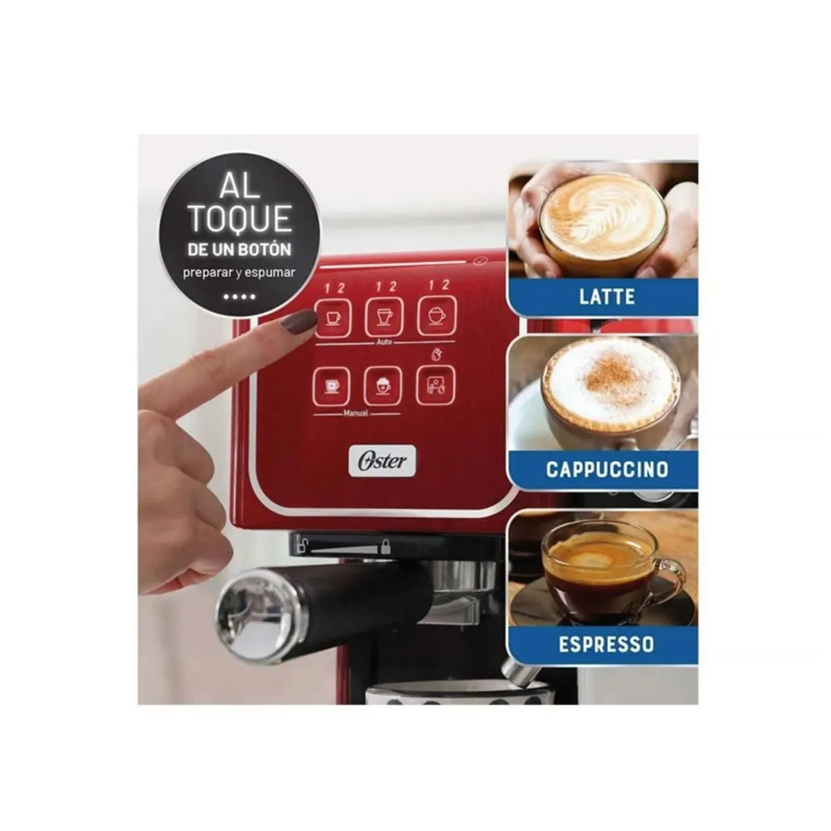 OSTER - Cafetera PrimaLatte Touch Oster BVSTEM6801R Rojo