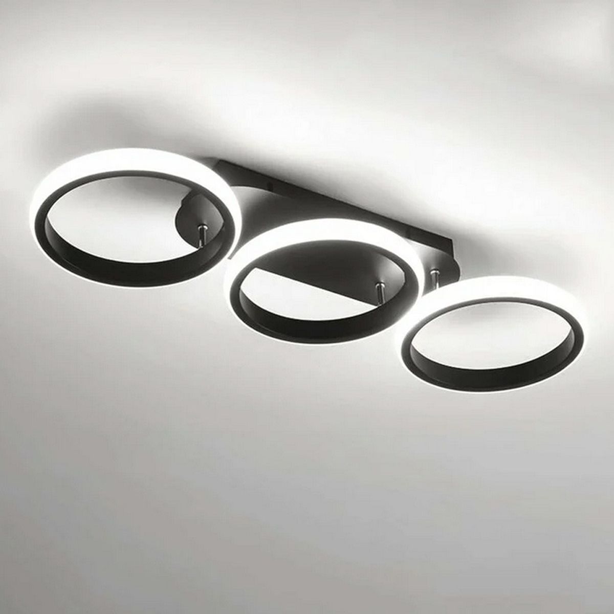 HOME NEAT - Lámpara de Techo LED 3 Anillos Redondo 3 Color - Negro