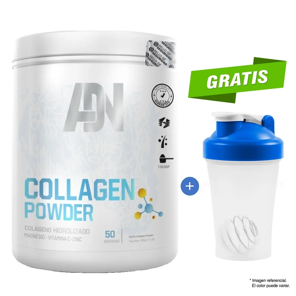 ADN - Colágeno Adn Collagen Powder 500 gr Fruit Punch + Shaker