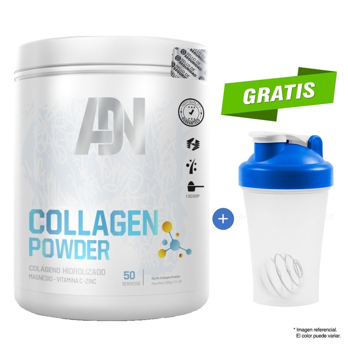 ADN - Colágeno Adn Collagen Powder 500 gr Naranja + Shaker