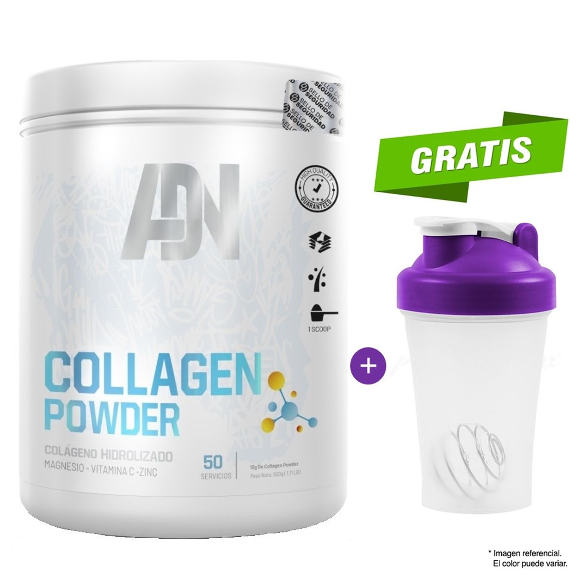 ADN - COLLAGEN POWDER 500 GR Colageno hidrolizado Naranja
