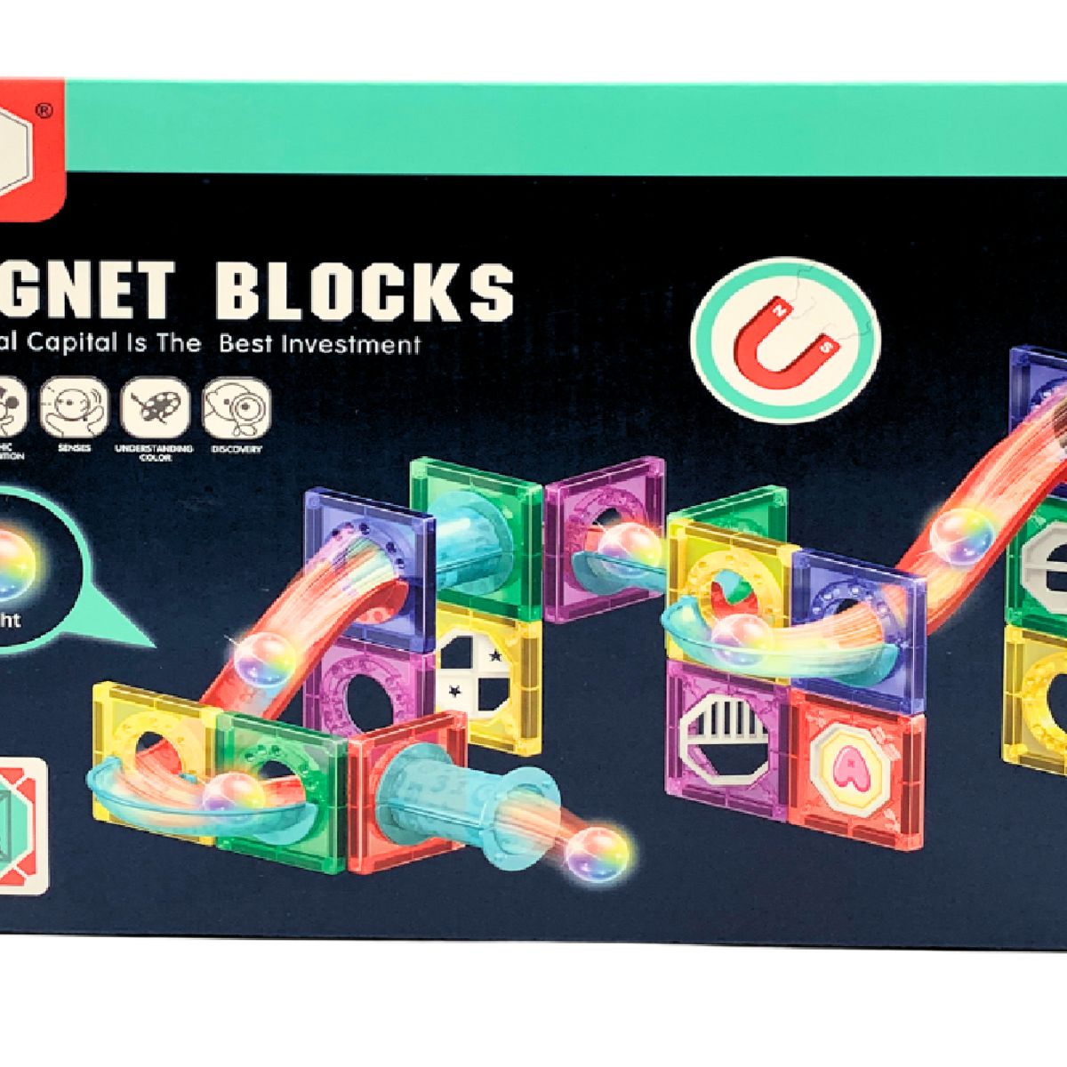 GENERICO - CIRCUITO PARA ARMAR CON BLOQUES 40 PCS MAGNETICOS