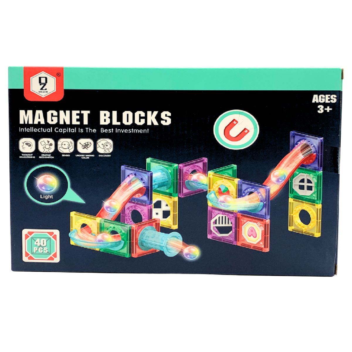 GENERICO - CIRCUITO PARA ARMAR CON BLOQUES 40 PCS MAGNETICOS