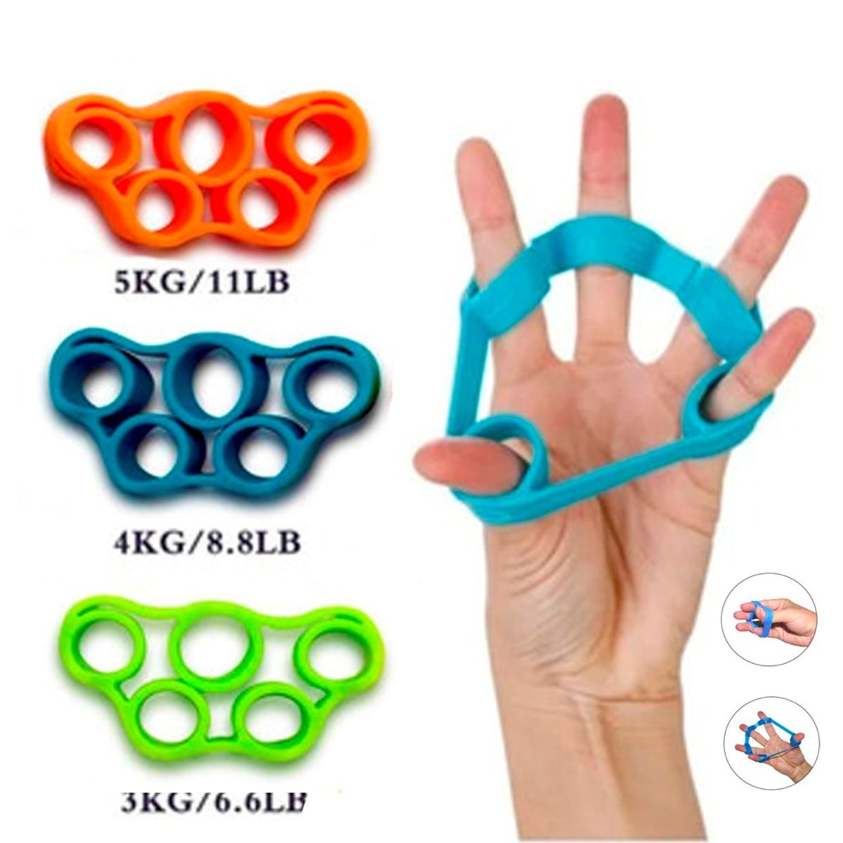 GENERICO - Banda Elástica Fortalecimiento Mano Dedos por Tres