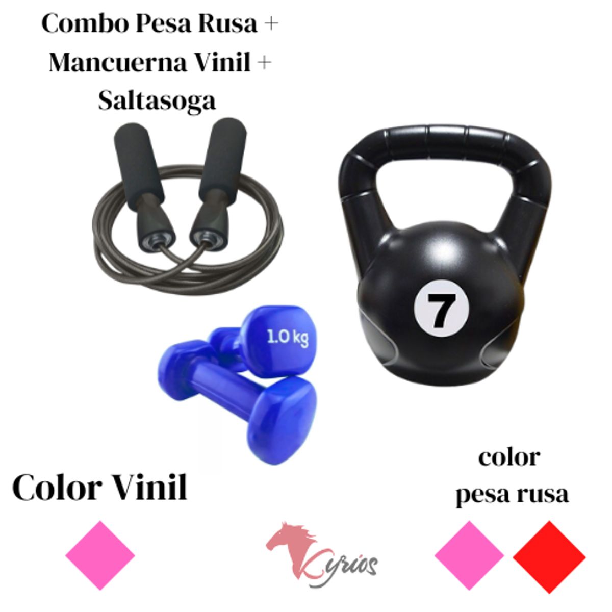 GENERICO - Pesa Rusa 7k + Mancuerna Vinil 1k + Salta soga