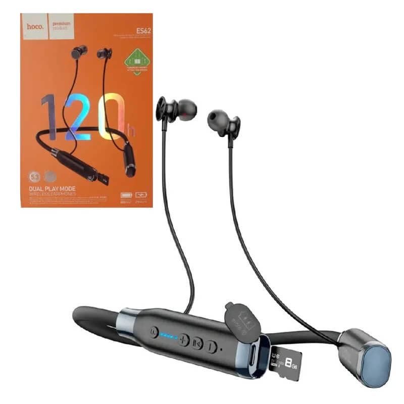 HOCO - Audifonos Bluetooth Inalambrico Deportivo Hoco ES62 Negro 120 Horas