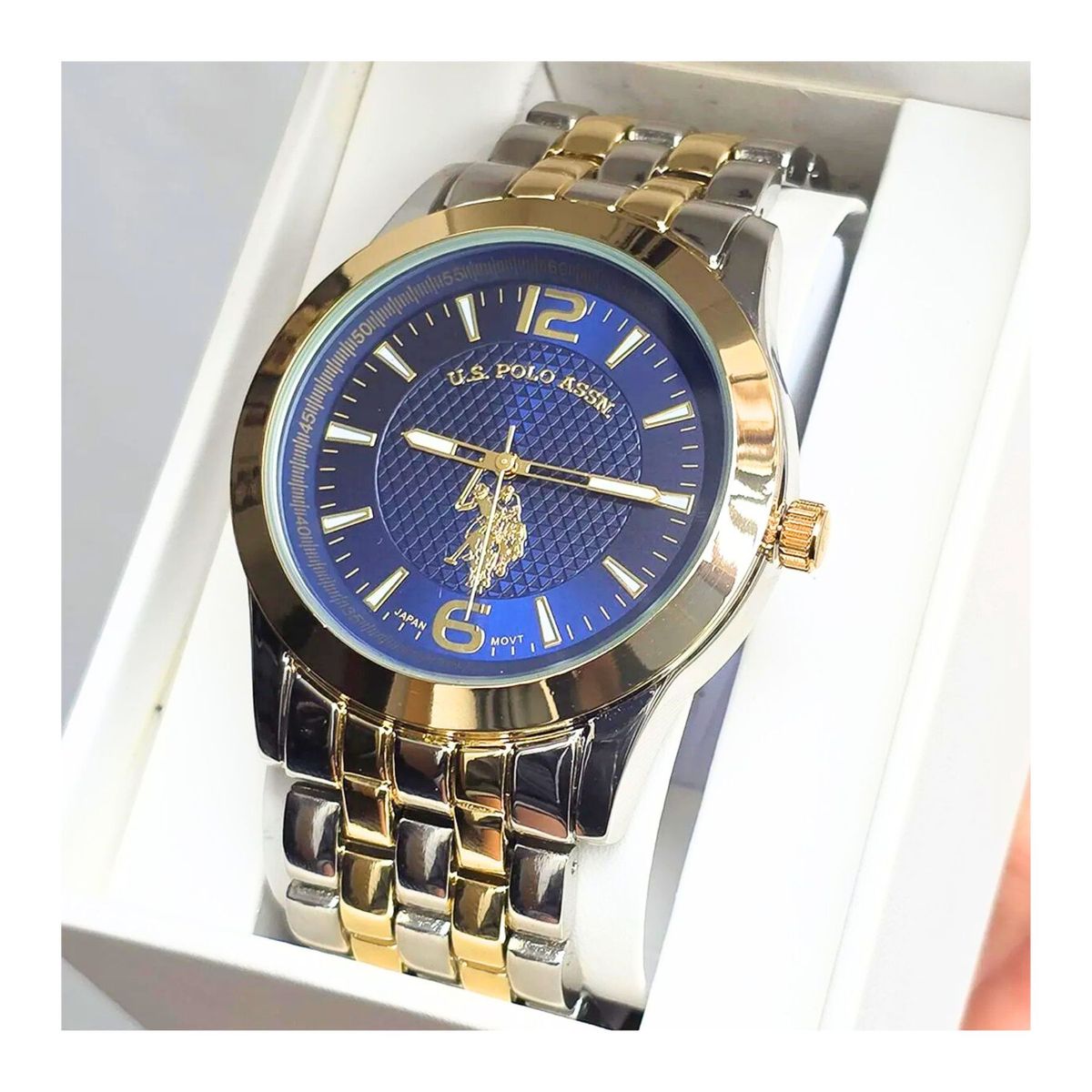 US POLO ASSN - Reloj de cuarzo de dos tonos para hombre US Polo Assn
