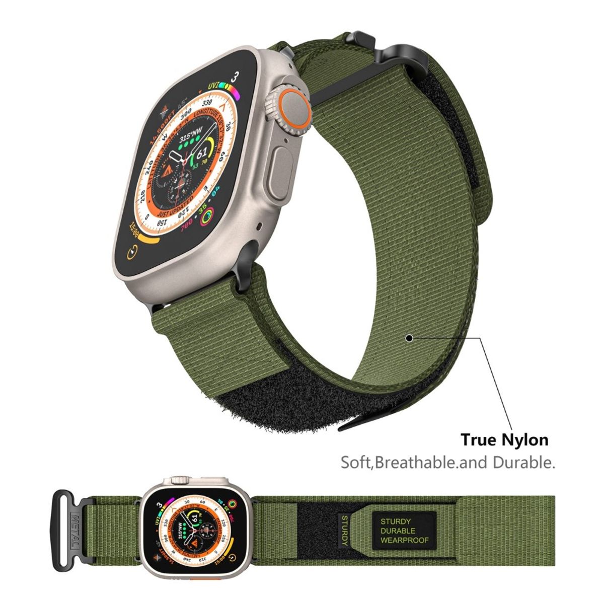 GENERICO - CORREA DE NAILON DEPORTIVA PARA APPLE WATCH 38-40-41MM  VERDE