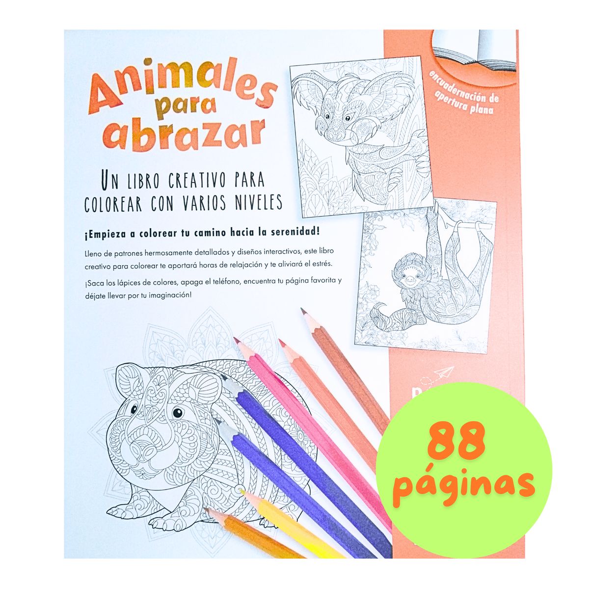 GENERICO - Libro para colorear Animales para abrazar - mandalas para pintar