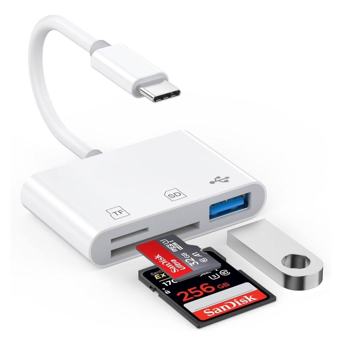 OEM - Adaptador 3 en 1 Tipo C a SD, TF, USB 3.0