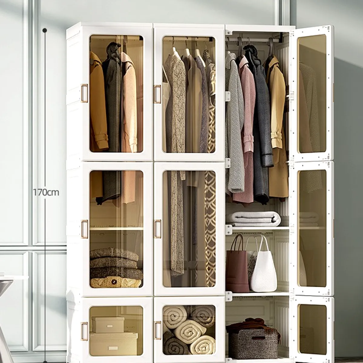 GENERICO - Ropero Plegable Estilo Nórdico de tres cuerpos en PVC resistente