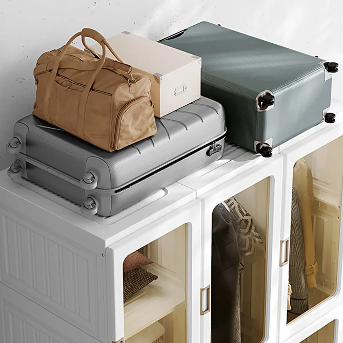 GENERICO - Ropero Plegable Estilo Nórdico de tres cuerpos en PVC resistente