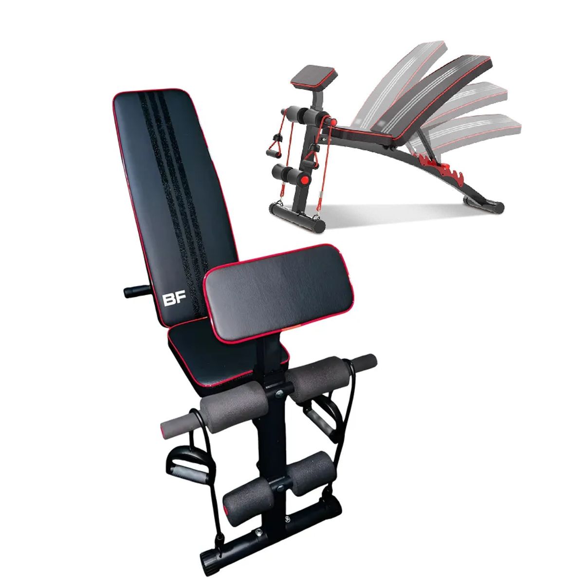 BLACKFIT - Banca Libre Multifuncion Press Predicador Piernas  Ligas