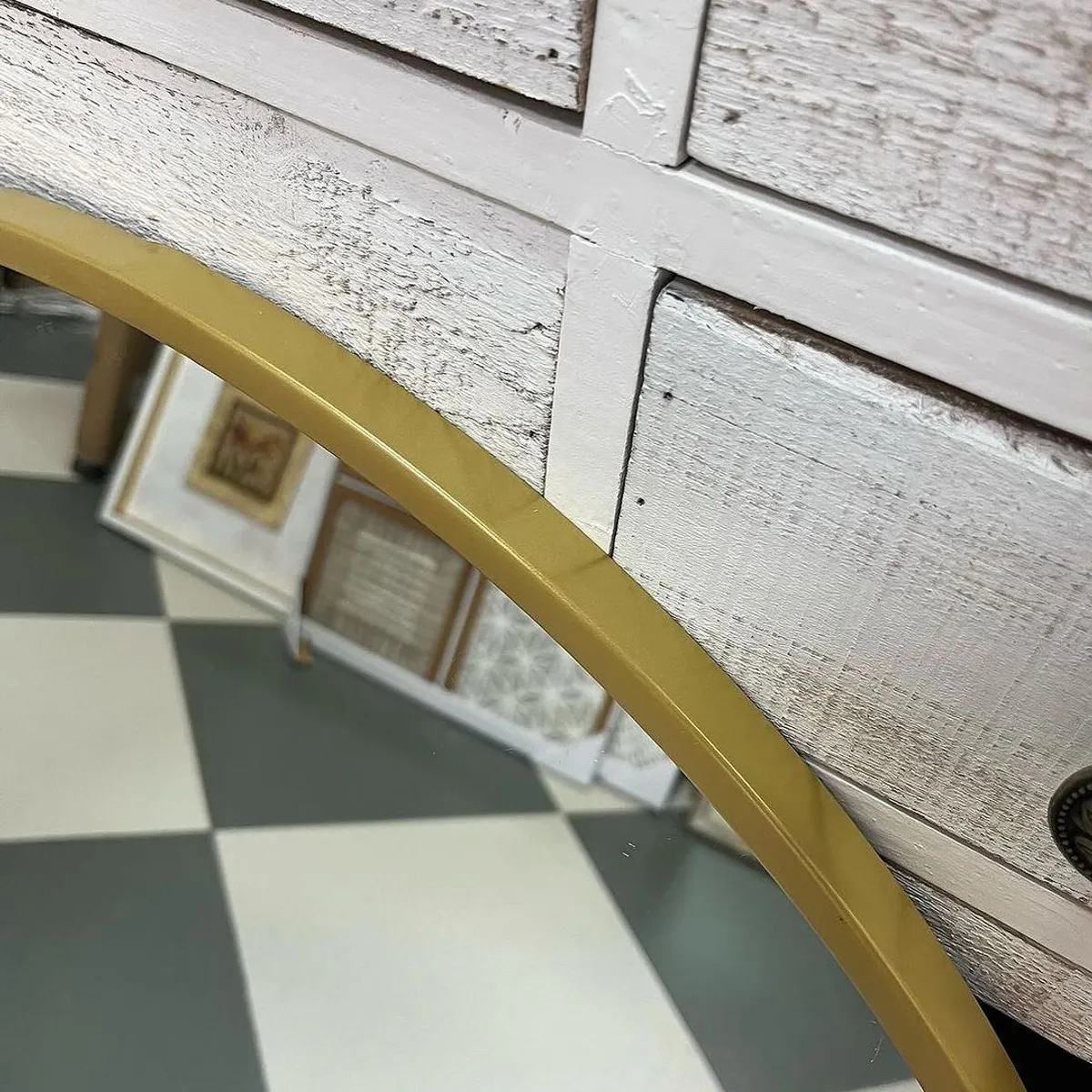 GENERICO - Espejo Redondo De Metal Dorado 80 cm