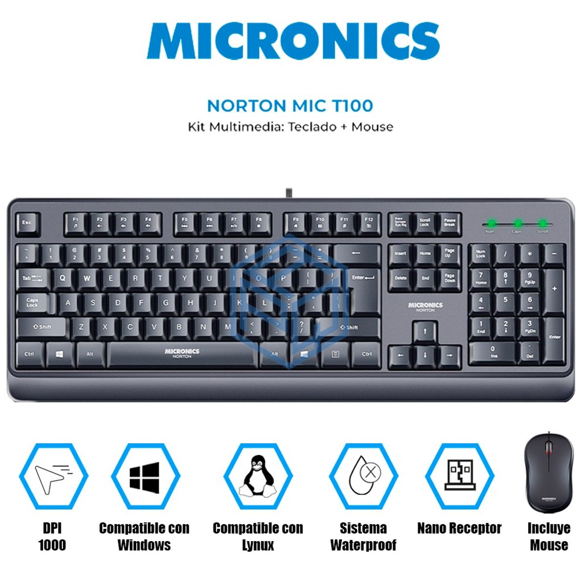 MICRONICS - KIT TECLADO Y MOUSE MICRONICS NORTON - MIC T100