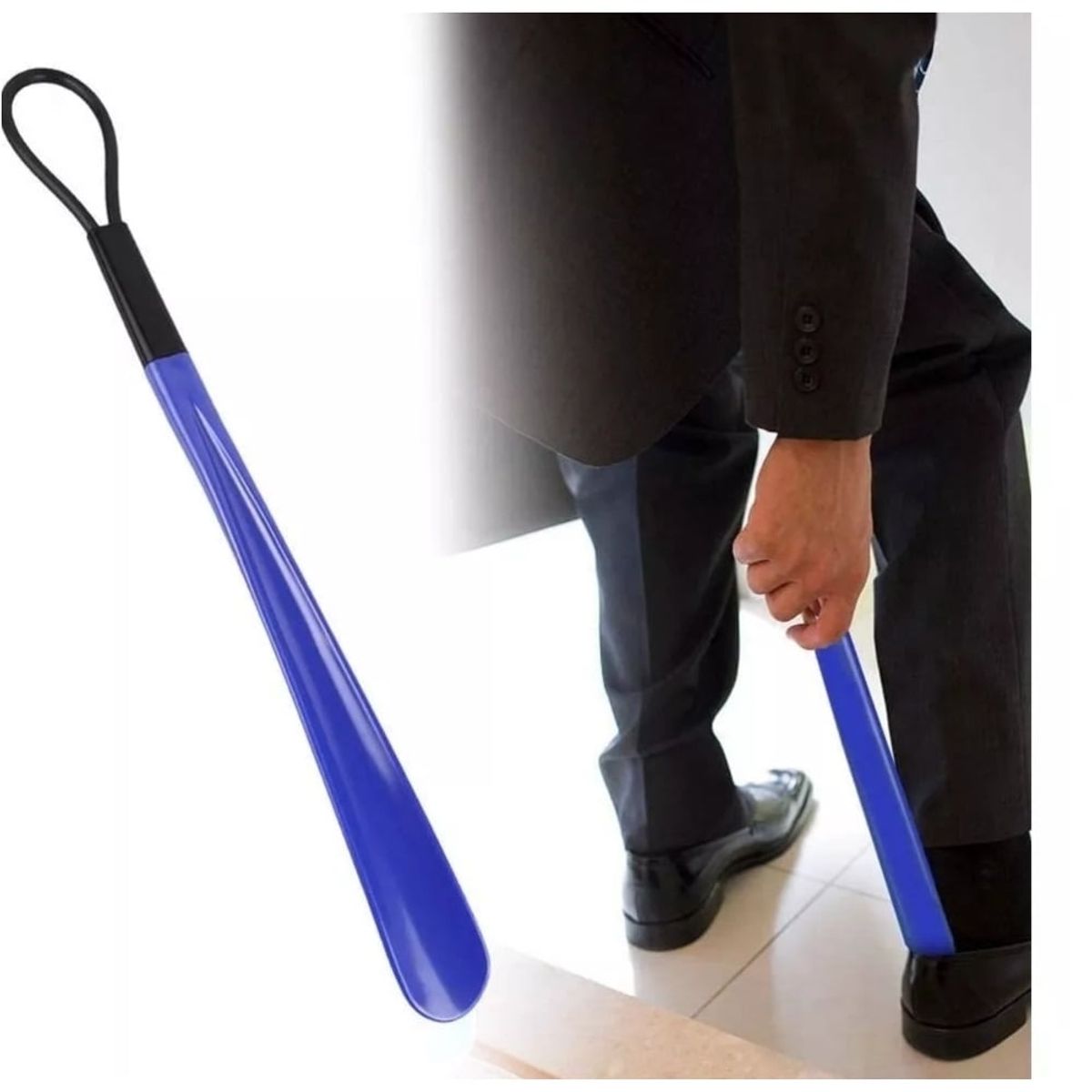 GENERICO - Calzador de Mango Largo Azul  39 cm largo