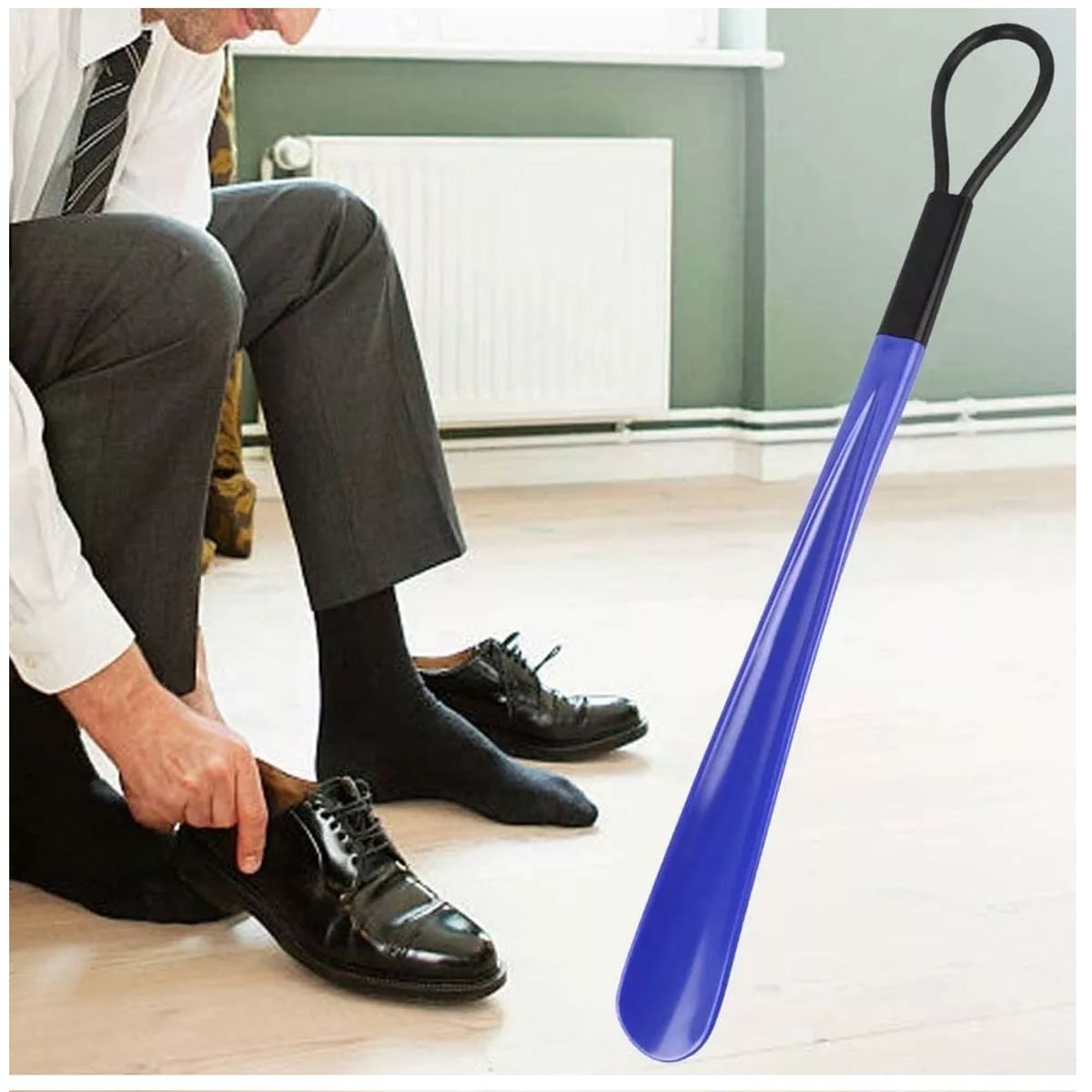 GENERICO - Calzador de Mango Largo Azul  39 cm largo