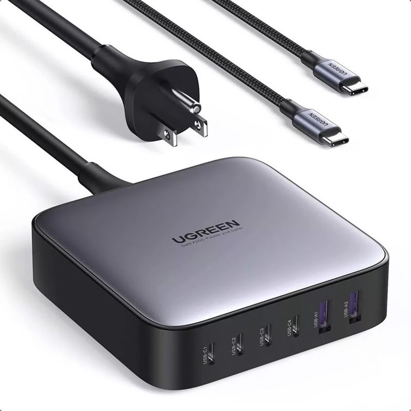 UGREEN - Cargador Pared 200w Gan 6 Puertos 4 Usb-c + 2 Usb-a Ugreen