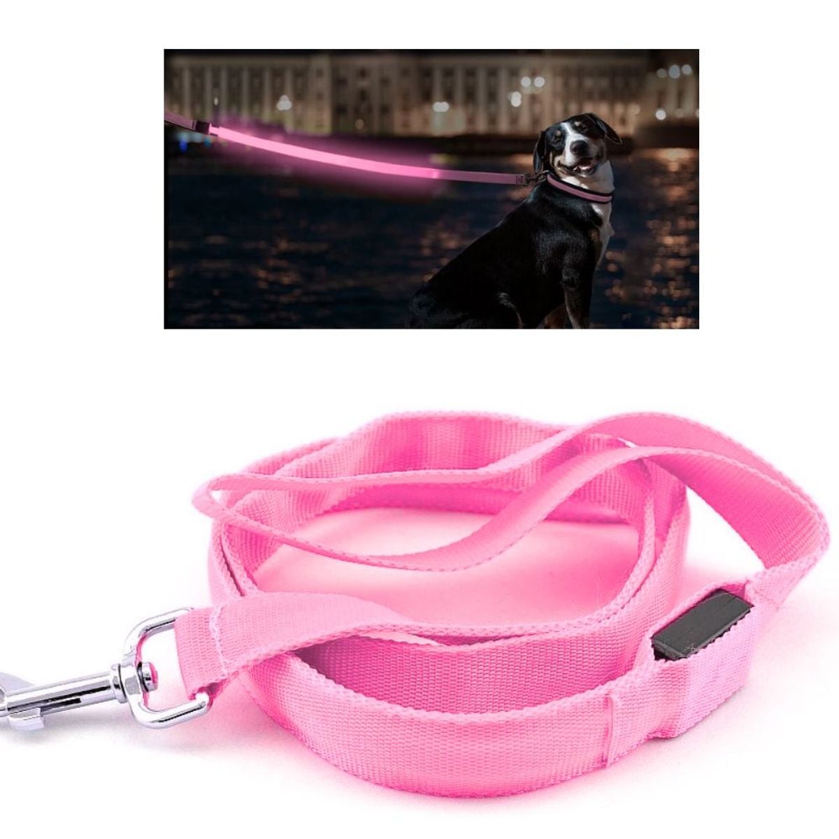 GENERICO - CORREA LED MASCOTAS ROSA 121X25CM