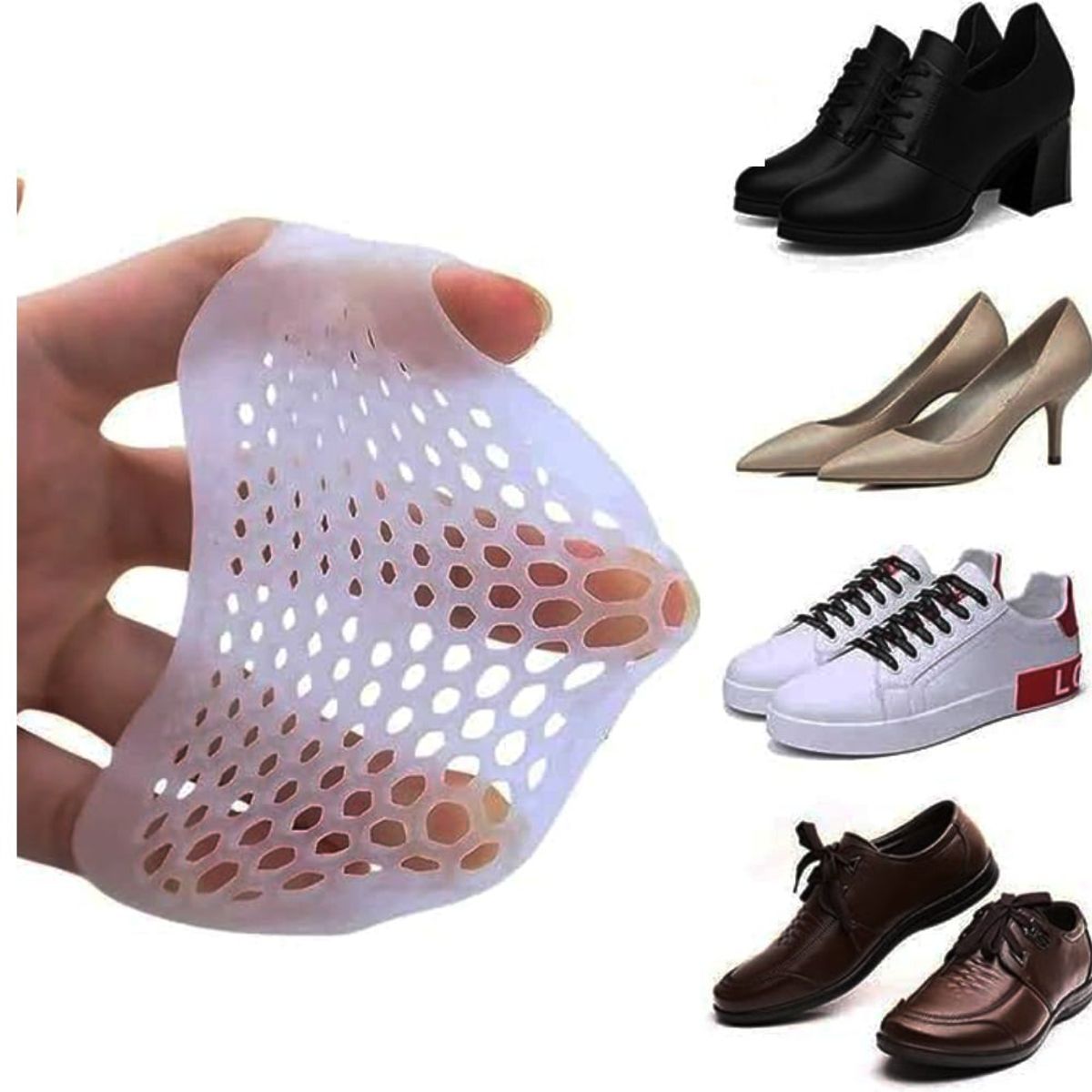 GENERICO - Almohadilla de Gel Silicona Relajante Transpirable Alivia Dolor de Pie 2 pares