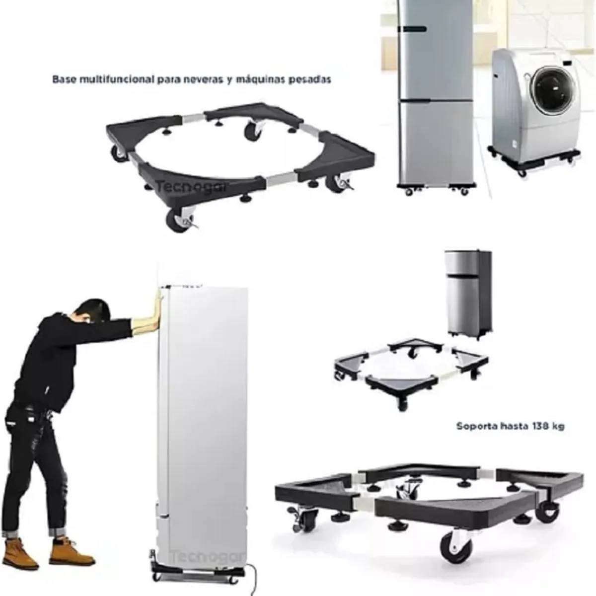 GENERICO - Base Ajustable Multifuncional con Ruedas para Electrodomésticos