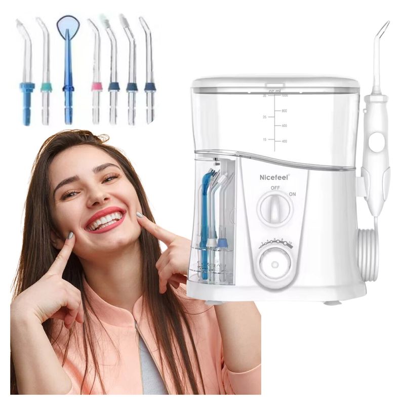 DAUER - Irrigador Bucal Eléctrico Familiar 10 Niveles+7 Boquillas