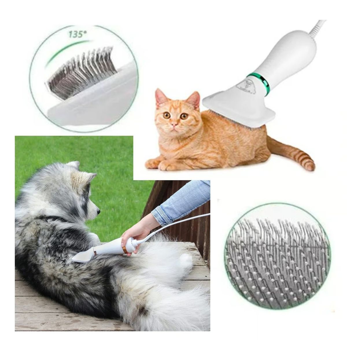 GENERICO - Cepillo Secador Para Mascotas 2 en 1