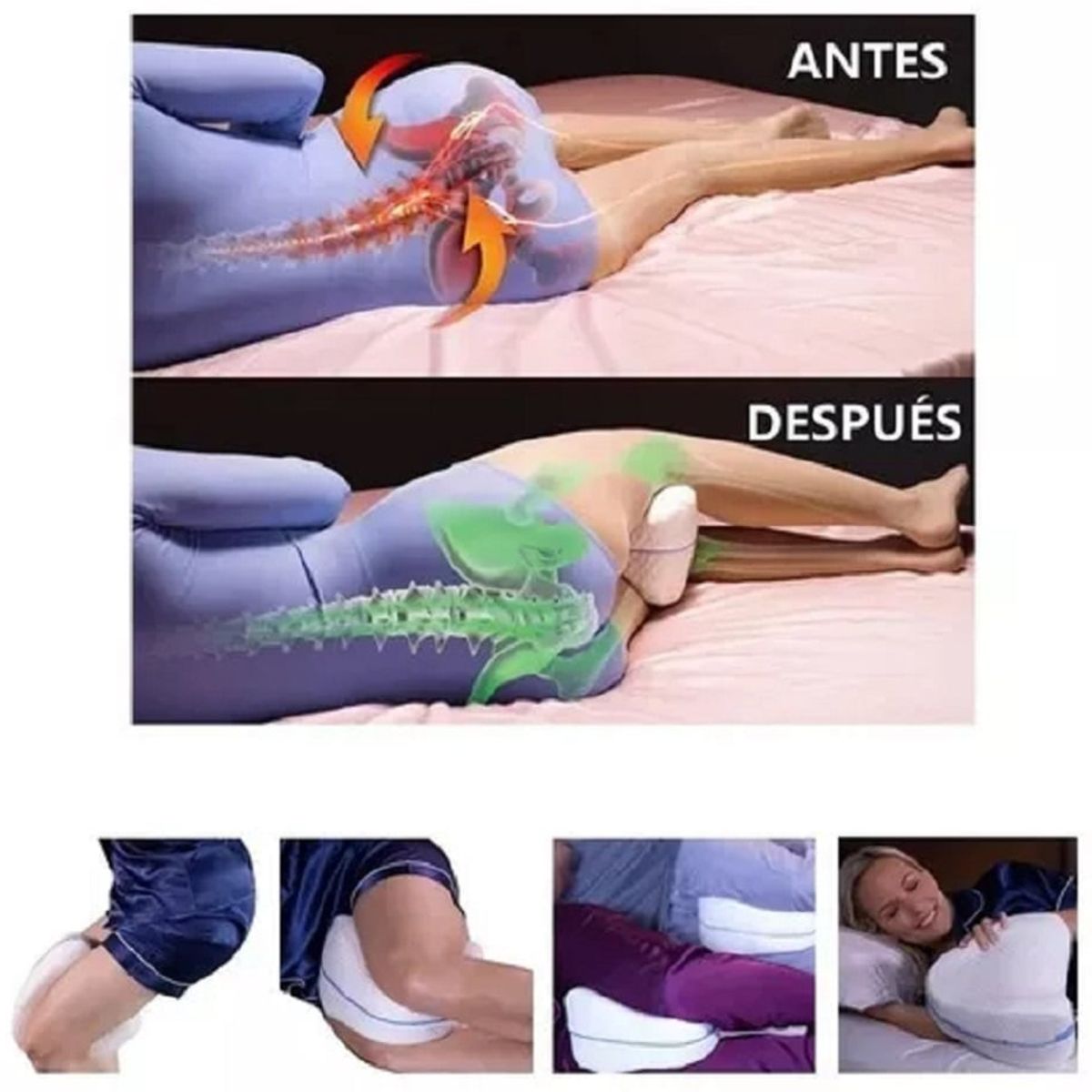 GENERICO - Almohada Ortopédica Descanso para Piernas Ergonómica Memory Foam.