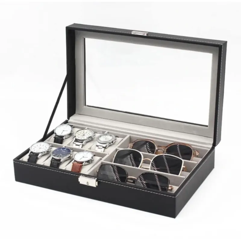 GENERICO - Caja de Relojes Organizador de Lentes Porta Reloj de Cuero