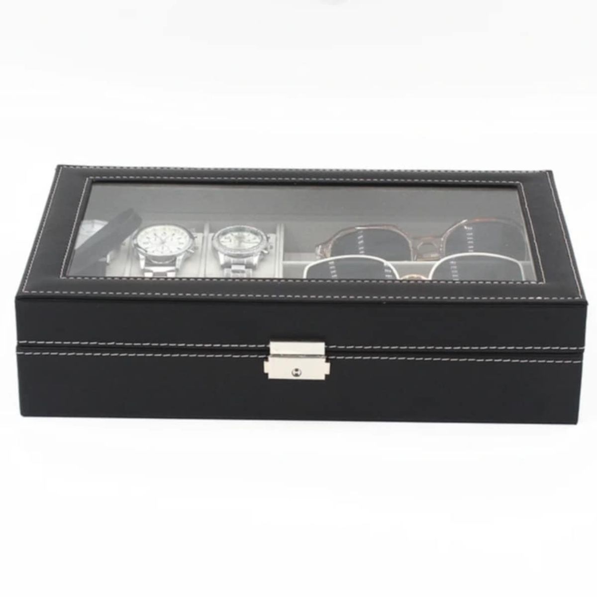 GENERICO - Caja de Relojes Organizador de Lentes Porta Reloj de Cuero
