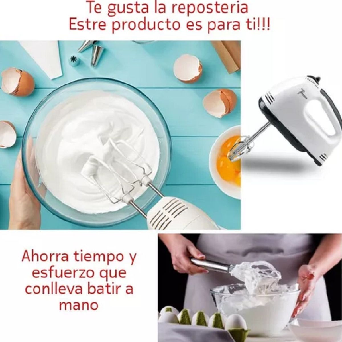 GENERICO - Batidora de Mano Eléctrica, Batidora Eléctrica de 7 Velocidades