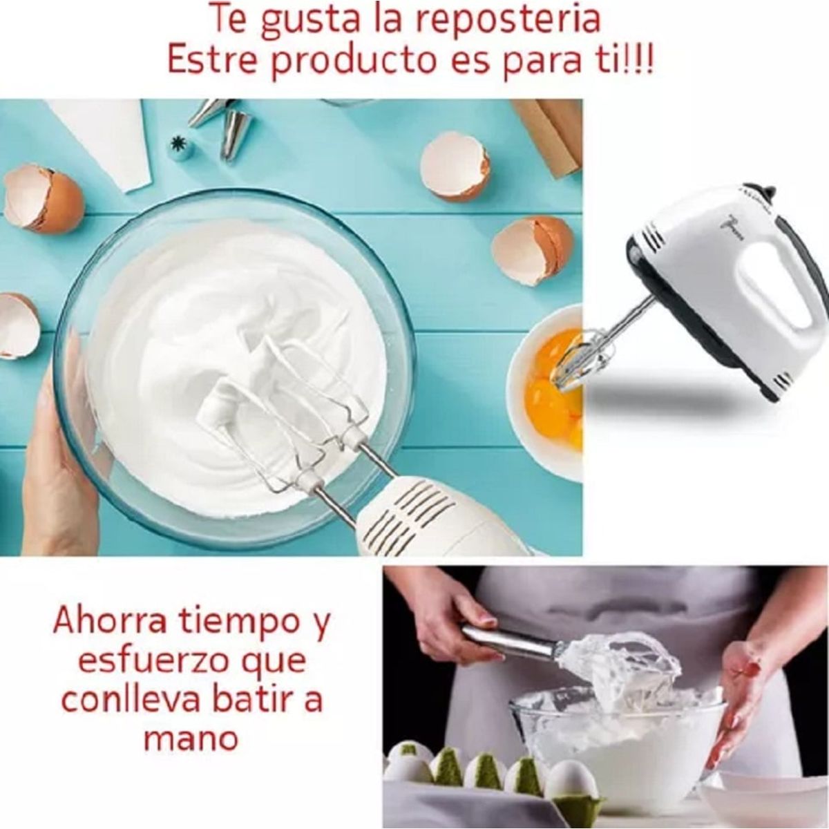 GENERICO - Batidora de Mano Eléctrica, Batidora Eléctrica de 7 Velocidades