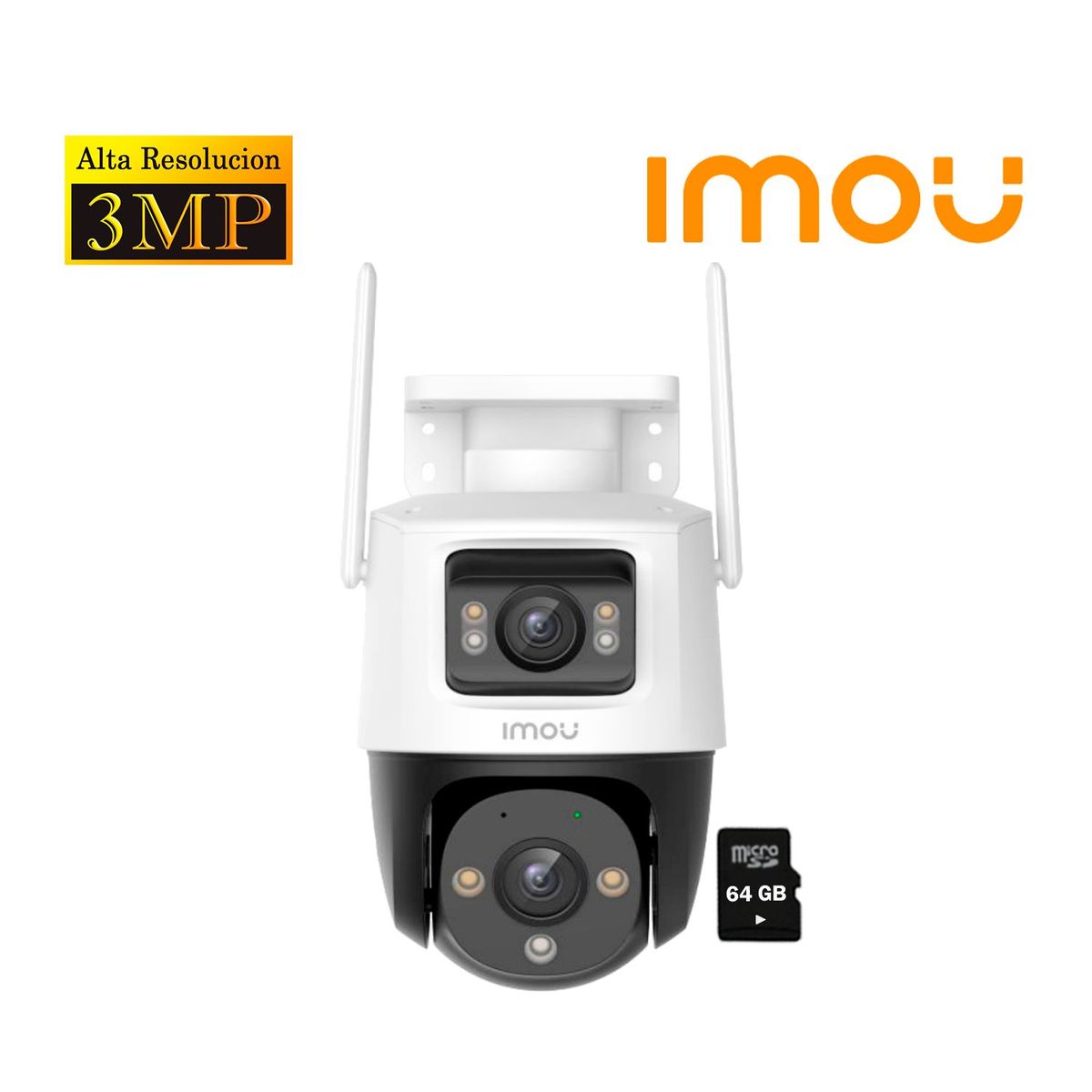 IMOU - Cámara Seguridad IMOU CRUISER DUAL 3MP + 3MP 360° Noche Color +SD 64GB