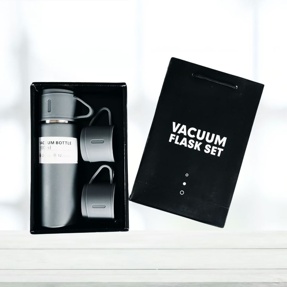 GENERICO - Set de Termo con 3 Tazas - 500 ml