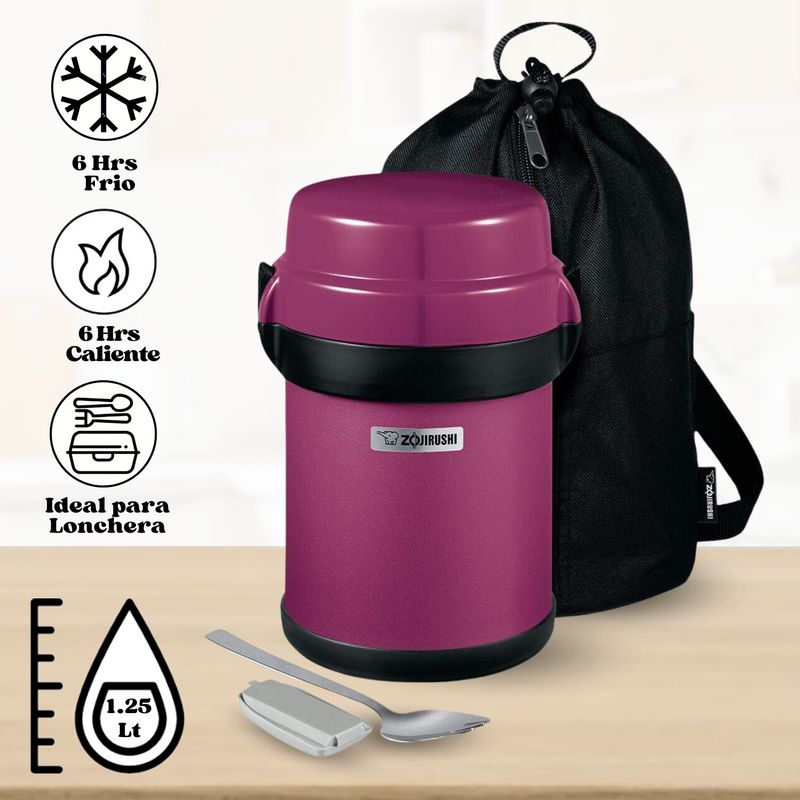 ZOJIRUSHI - Termo de Comida Acero Inoxidable 4 Divisiones Rosado