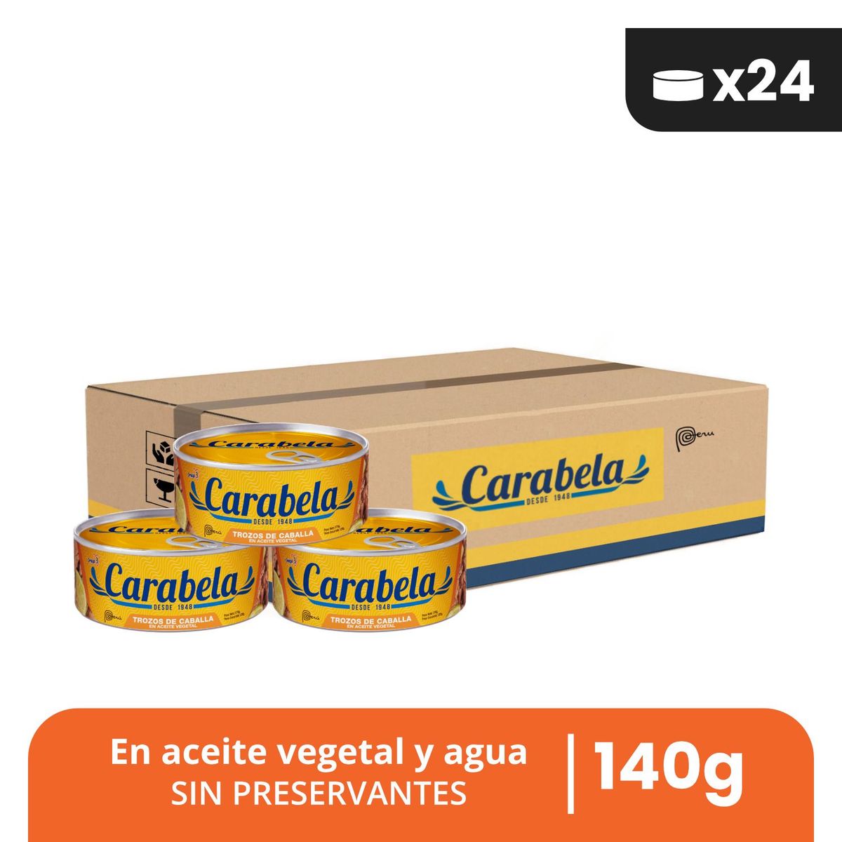 CARABELA - Trozos de Caballa en aceite vegetal Carabela 140gr Caja x24