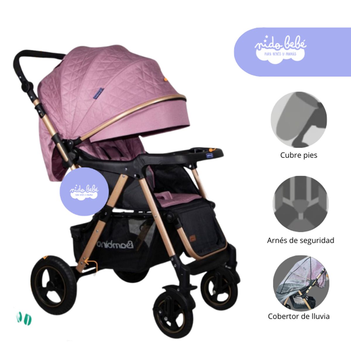 BAMBINO - Coche Cuna modelo Nonna Bambino Color Rosado