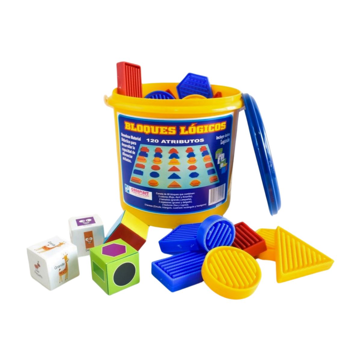 CREAPLAST - Bloques Lógicos, 60 Piezas. Varios Colores Y Texturas