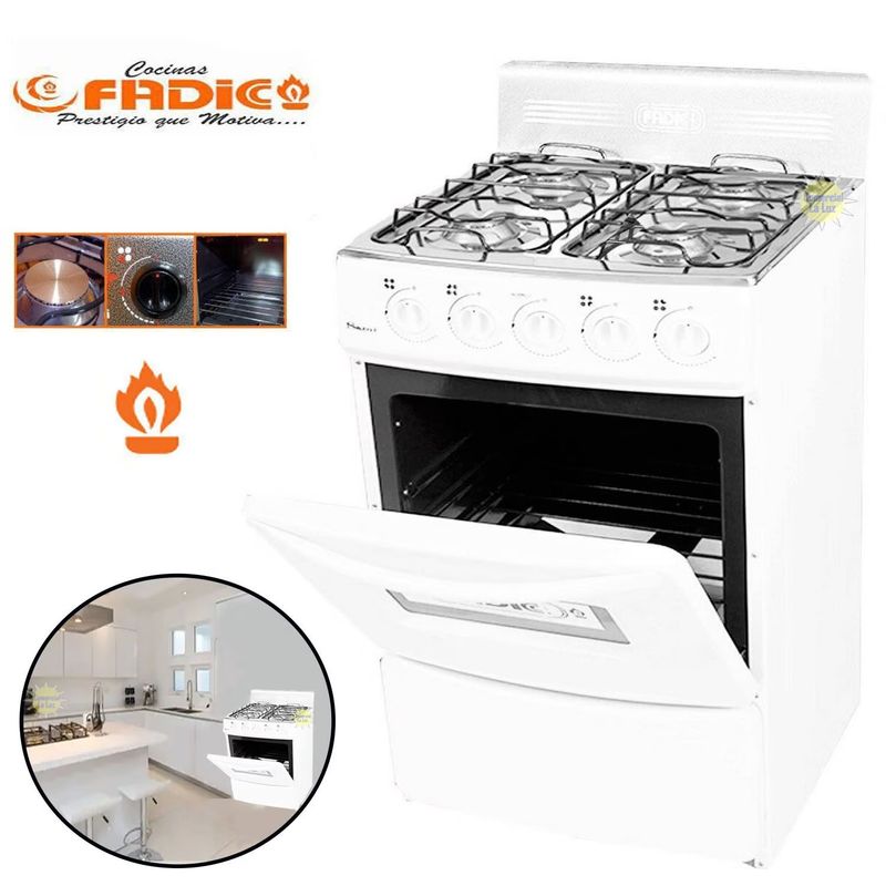 FADIC - Cocina con respaldar y Horno 20 Sami 4H Blanco