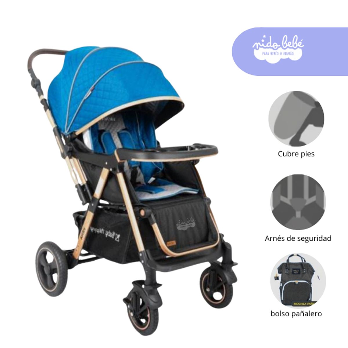 BABY HAPPY - Coche Cuna de bebe modelo Viena Color Azul