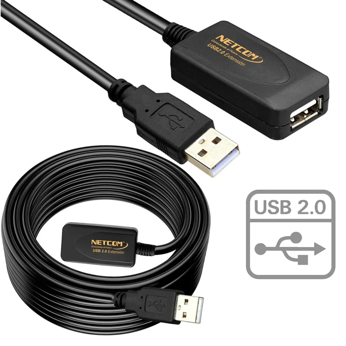 NETCOM - Cable Extensión USB 2.0 Activo Netcom Macho a Hembra 15 M